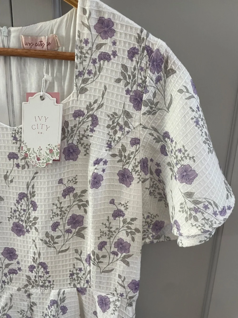 Floral Lavender Midi Dress - Women's White & Lavender Floral Dress